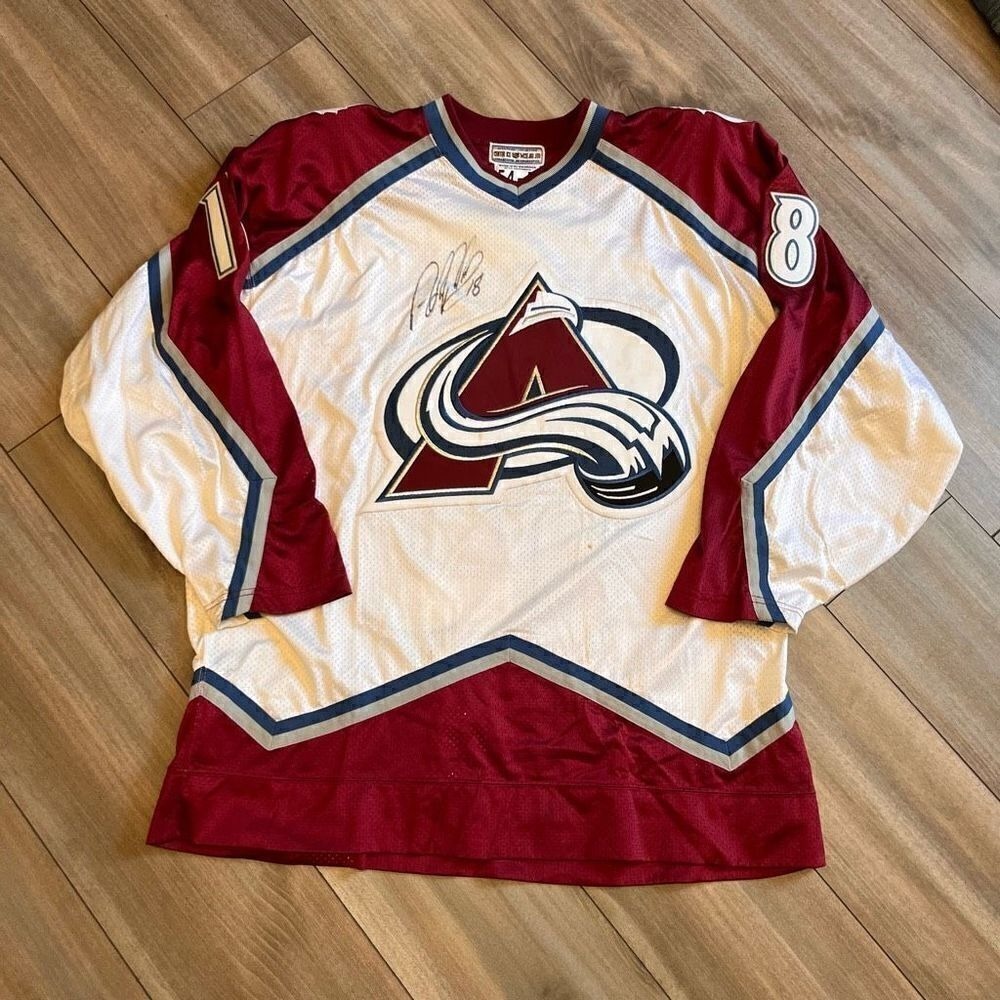 Starter Colorado Avalanche Adam Deadmarsh 18 Signed NHL‎ Jersey Size 54 Burgundy